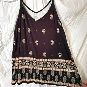 Torrid Flowy Tank Top w/ Sugar Skull and paisley detail